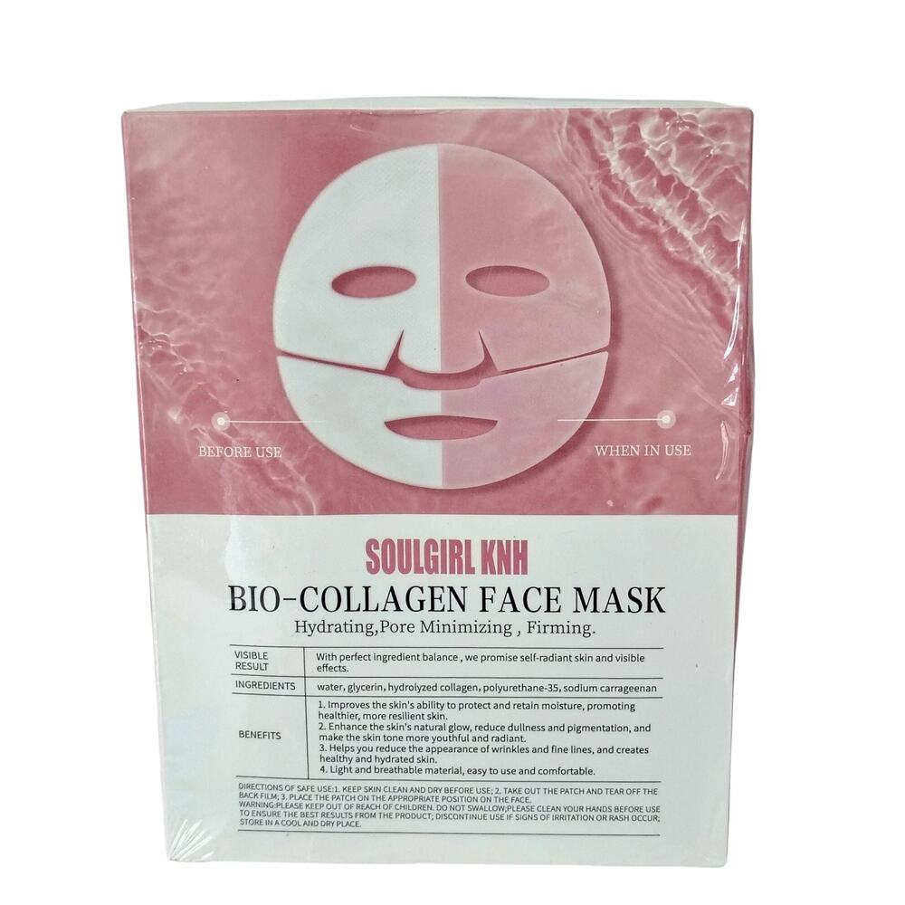 SoulGirl KNH Bio-Collagen Face Mask hydrating Pore Minimize Firming 4 pack NEW